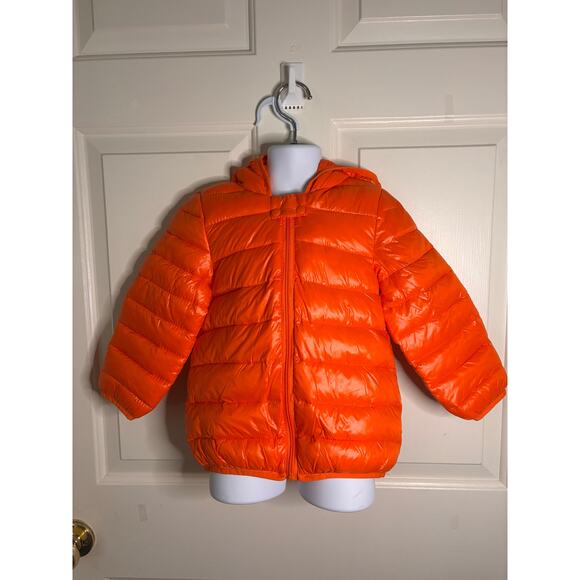 Bright Orange Toddler Puffer Jacket, Sz 3-4 Years - Picture 3 of 7